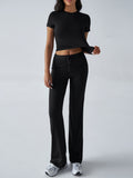 Womens Casual Short Sleeve Round Neck Pantsuit
