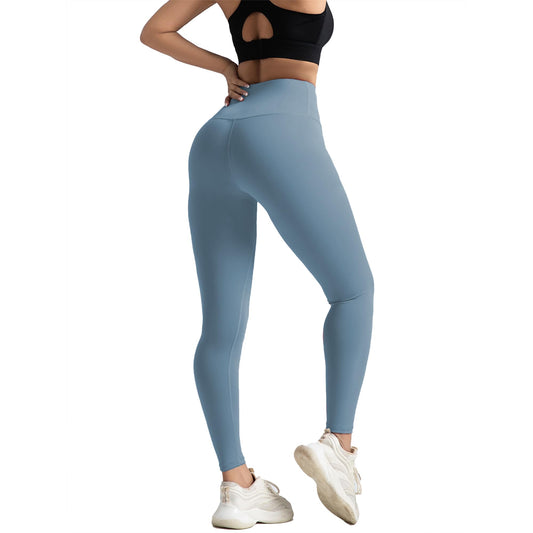 Womens Leggings High Waist Yoga Pants No See Through Workout Gym Capris Tummy Control Sports Training Pant for Women Blue